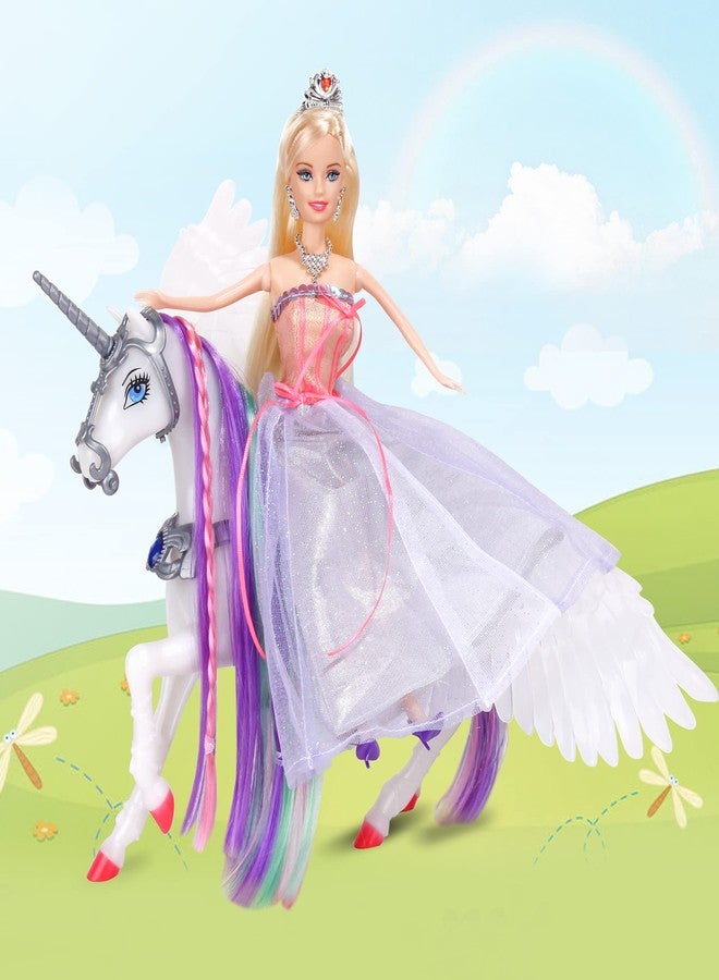 BETTINA Princess Doll with Color Changing Unicorn Toys, Unicorn Changes Color Under Sunshine, 11.5 Inch Doll with Princess Dress&Acessories, Xmas Birthday Toys Gifts for Girls 3-12 - Image 4